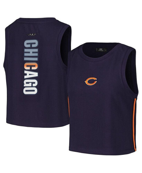 Women's Navy Chicago Bears Ombre Wordmark Classic Cropped Tank Top