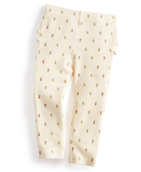 Baby Girls Felicity Field Floral-Print Ribbed Ruffled-Back Leggings, Created for Macy's