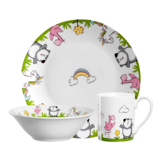 Детский набор посуды LEONARDO Bambini Einhorn / Panda / Flamingo для девочек 3-х предметный