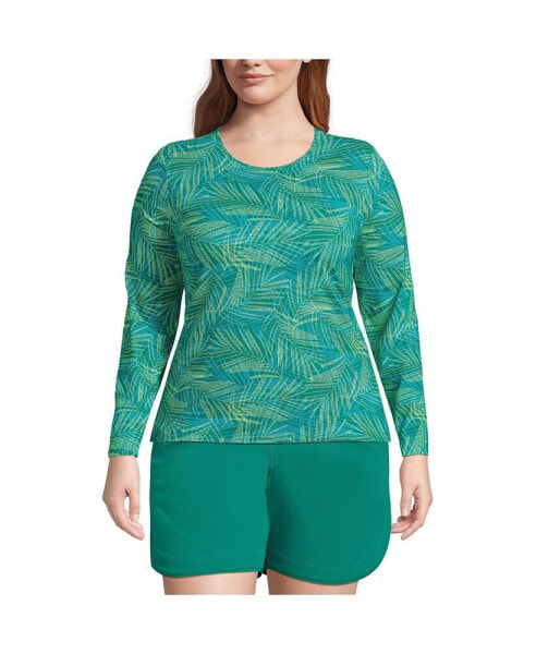 Plus Size Crew Neck Long Sleeve Rash Guard UPF 50 Swim Tee