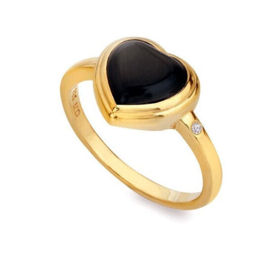 Jac Jossa Soul DR231 Gold Plated Diamond Onyx Ring