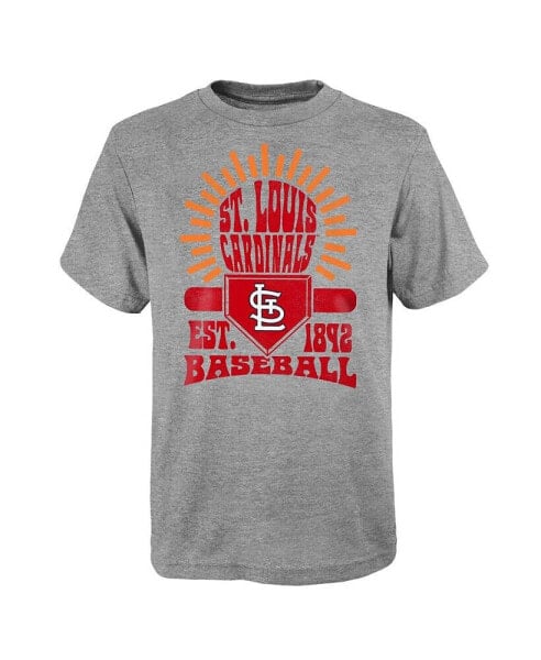 Big Boys Gray Distressed St. Louis Cardinals Sun Burst T-shirt