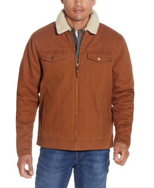 Men's Sherpa Lined Canvas Twill Trucker Jacket