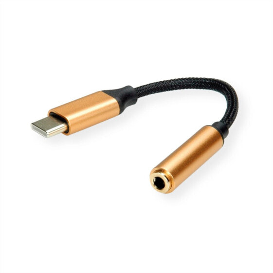 ROLINE 12.03.3223 - Black - Gold - USB C - 3.5mm - 0.13 m - Male - Female