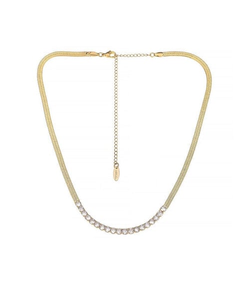ETTIKA cubic Zirconia Line Up 18K Gold Plated Snake Chain Necklace