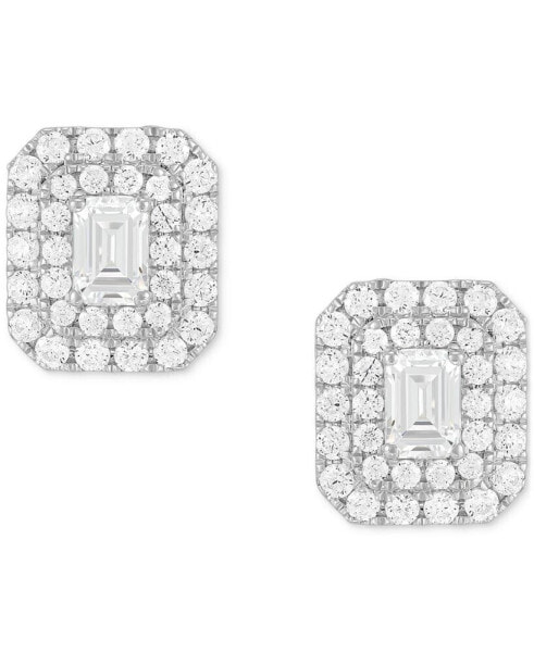 Lab Grown Diamond Square Halo Stud Earrings (1-1/2 ct. t.w.) in 14k White Gold