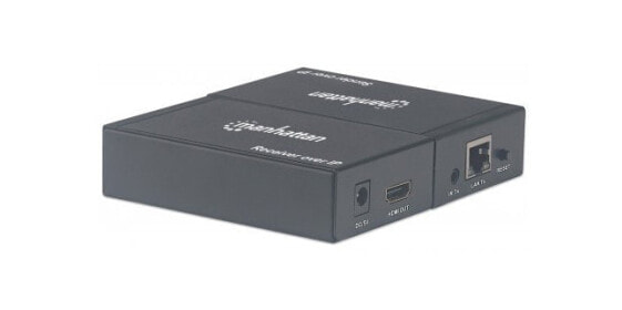 Manhattan 1080p HDMI over IP Extender Kit - Extends 1080p Signal up to 120m with a Network Switch and Single Ethernet Cable - IR Support - Black - Three Year Warranty - With Euro 2-pin plug - Box - AV transmitter & receiver - 180 m - Wired - HDCP