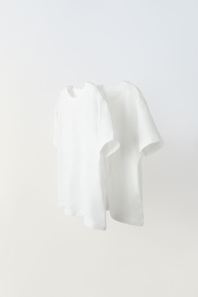 Набор из двух однотонных футболок из рельефной ткани ZARA