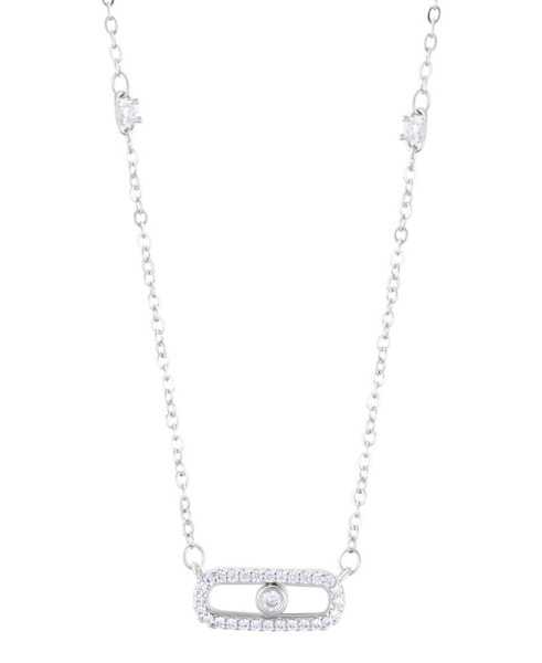 Silver Adjustable Cubic Zirconia Dancing Stone Necklace