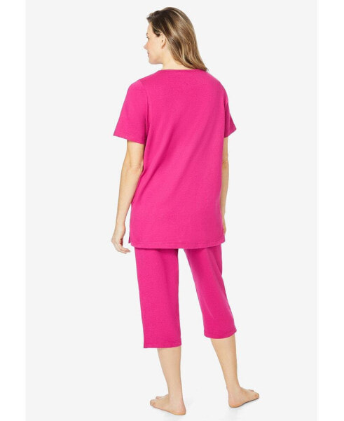 Пижама Dreams & Co. Plus Size Knit Capri Sleep Set