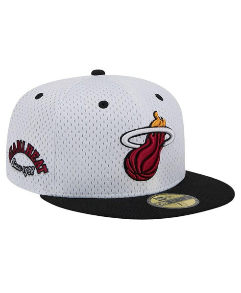Men's White/Black Miami Heat Throwback 2Tone 59Fifty Fitted Hat