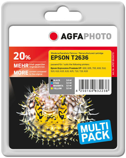 AgfaPhoto APET263SETD - Pigment-based ink - Black,Cyan,Magenta,Yellow - 1 pc(s) - 14 ml - 12 ml - 2600 pages