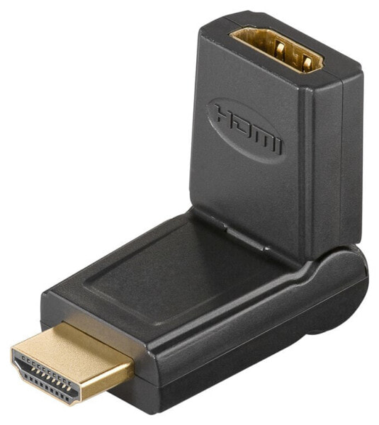 Wentronic Goobay HDMI Adapter 180°, gold-plated, Black, HDMI, HDMI, Black