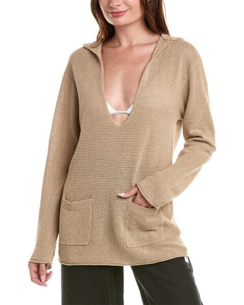 Onia Linen Knit V-Neck Hoodie Women's