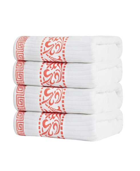 Athens Cotton with Greek Scroll and Floral Pattern Assorted, 6 Piece Bath Towel Set