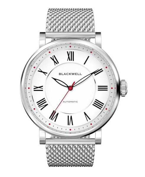 White Dial with Silver Tone Steel and Silver Tone Steel Mesh Watch 44 mm