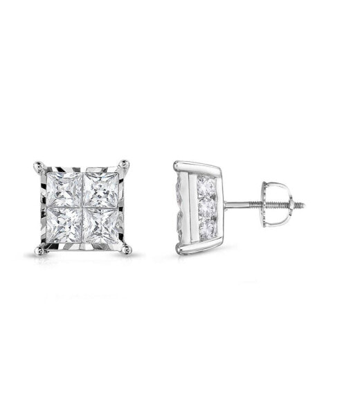 Diamond Princess Cluster Stud Earrings (1/2 ct. t.w.) in 14k White, Yellow or Rose Gold