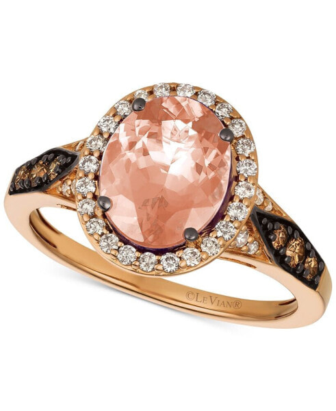 Chocolatier® Peach Morganite™ (1-3/4 ct. t.w.) & Diamond (3/8 ct. t.w.) Ring in 14k Rose Gold