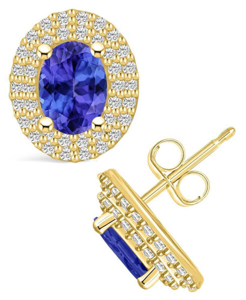 Серьги Macy's Tanzanite and Diamond Halo