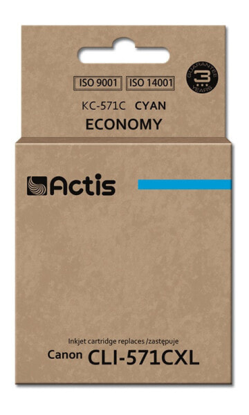 Actis KC-571C ink (replacement for Canon CLI-571C; Standard; 12 ml; cyan) - Standard Yield - Dye-based ink - 12 ml - 1 pc(s) - Single pack