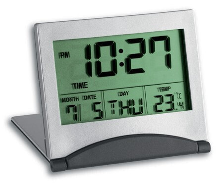 TFA 98.1054 - Digital alarm clock - Grey - Silver - 12/24h - F - °C - Any gender - LCD