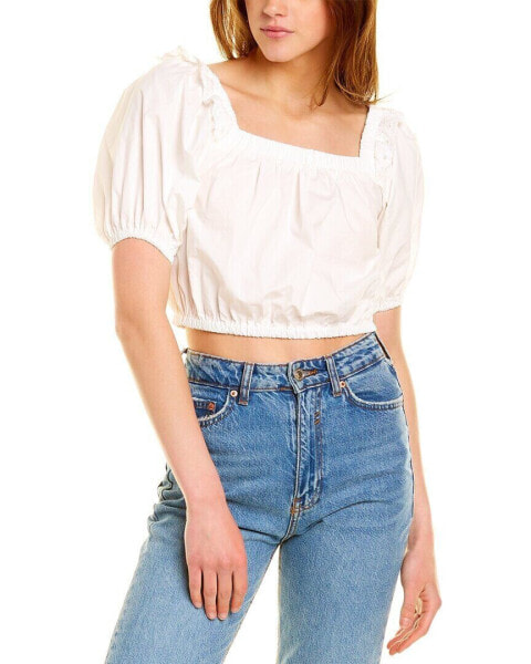 Destinaire Puff Sleeve Top Women's White L