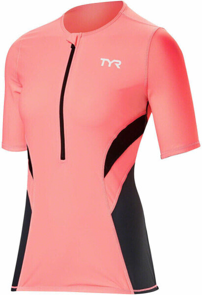 TYR Competitor Multi-Sport Top - Gray/Coral, Short Sleeve, Women's, Small