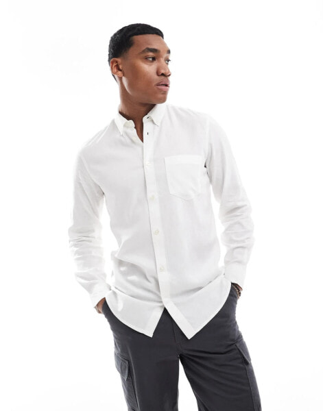 French Connection long sleeve linen shirt in white