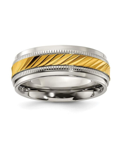 Titanium Yellow IP-plated Center Wedding Band Ring