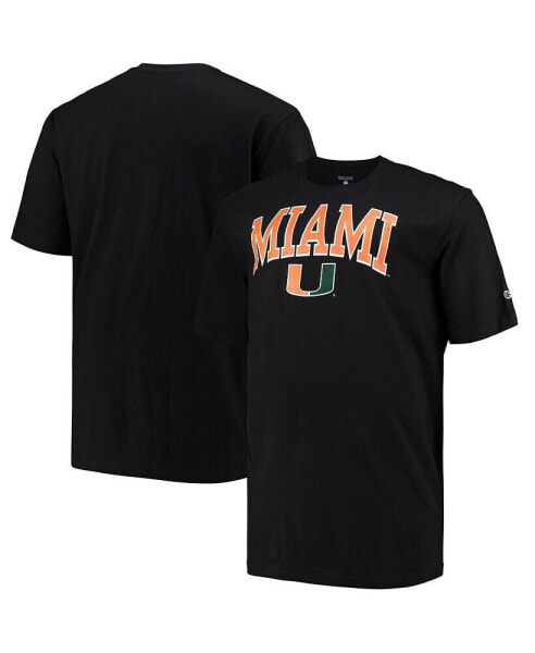 Men's Black Miami Hurricanes Big and Tall Arch Over Wordmark T-shirt