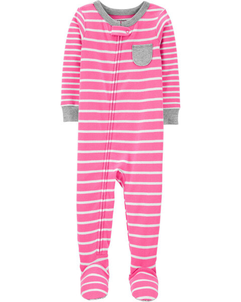 Baby 1-Piece Striped 100% Snug Fit Cotton Footie Pajamas 24M