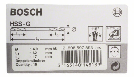 Bosch Doppelendbohrer 4,9 x 17 x 62 mm