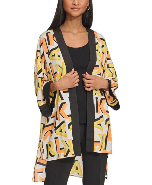 Women's Printed Open-Front Kimono Jacket