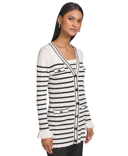 Women's Button-Front Long-Sleeve Cardigan