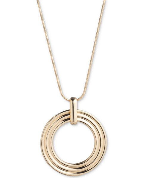Gold-Tone Textured Circle 48" Adjustable Pendant Necklace