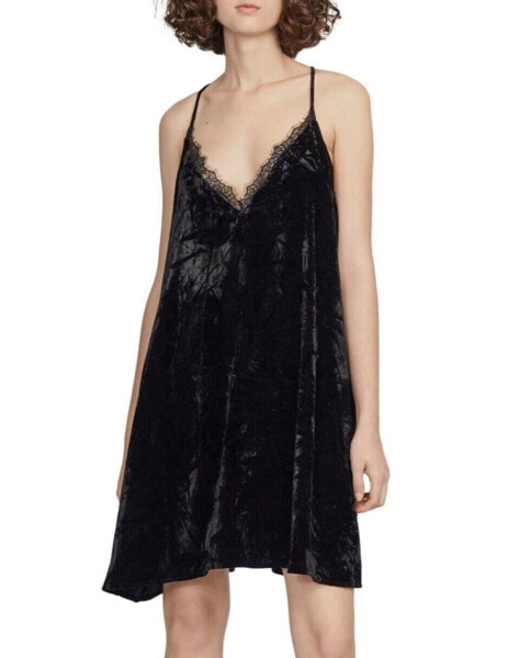 French Connection Lorraine Velvet Slipdress Women's Sz. 6 US (Black) 152901