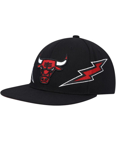Men's Black Chicago Bulls Hardwood Classics Soul Double Trouble Lightning Snapback Hat