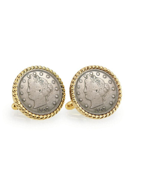 Liberty Nickel Rope Bezel Coin Cuff Links