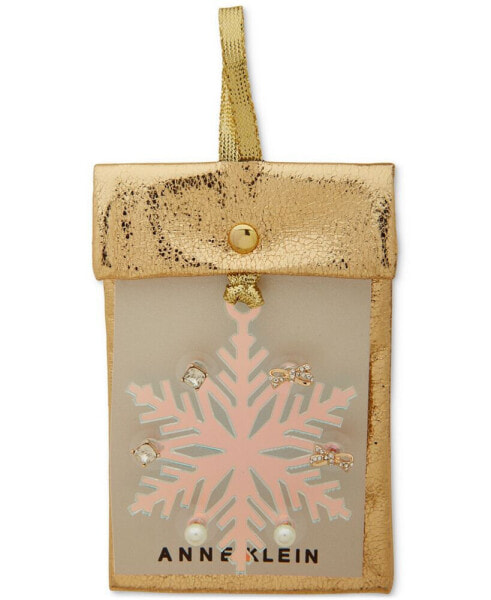 Snowflake Ornament & Gold-Tone 3-Pc. Earrings Set