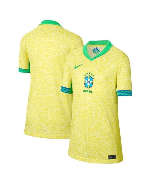 Big Boys and Girls Yellow Brazil National Team 2024 Home Stadium Replica Jersey