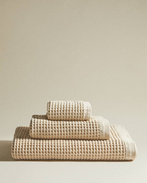 Waffle-knit cotton bath towel