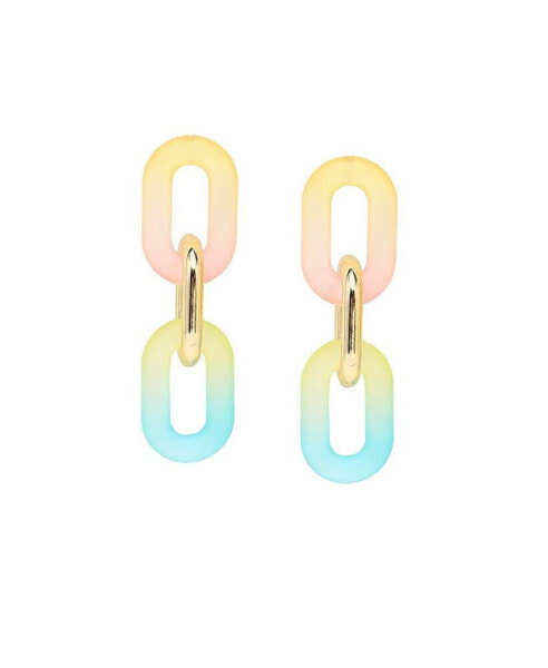Women's Gold Ombre Chainlink Drop Earrings
