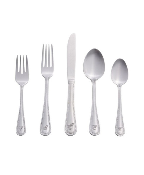 Riverridge Beaded 46 Piece Monogrammed Flatware Set - E, Service for 8