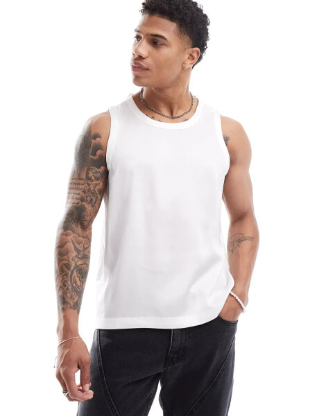 ASOS DESIGN smart relaxed satin vest in white