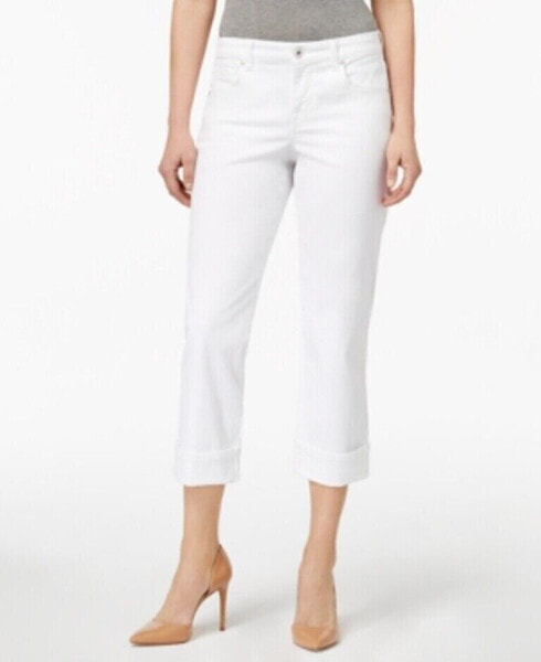 Style & Co Women's Button Detail Capri Jeans Bright White 4