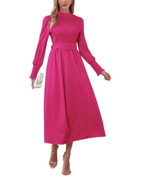 Платье VERA DOLINI Midi 90% полиэстер, 10% спандекс розово-красное 51,6 дюймов.