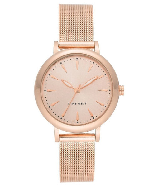 Women's Quartz Rose Gold-Tone Stainless Steel Mesh Band Watch, 33mm