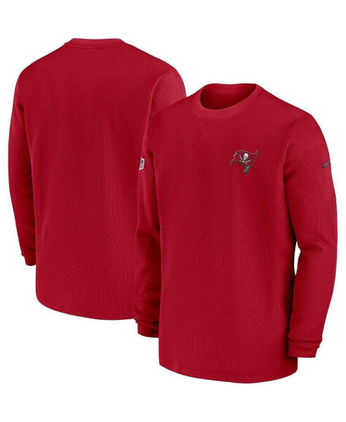 Men's Red Tampa Bay Buccaneers 2023 Sideline Throwback Heavy Brushed Waffle Long Sleeve T-shirt