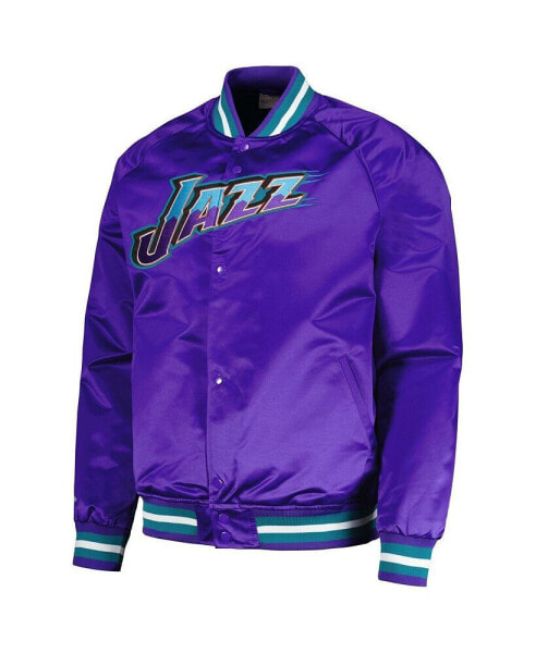 Men's Purple Utah Jazz Hardwood Classics Throwback Wordmark Raglan Full-Snap Jacket