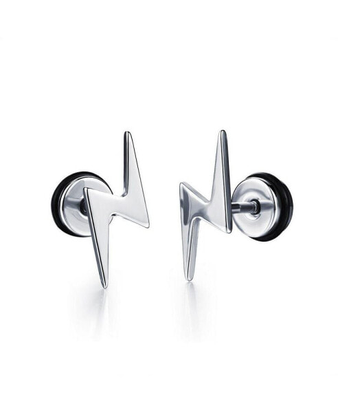 Stainless Steel Lightning Bolt Stud Earrings